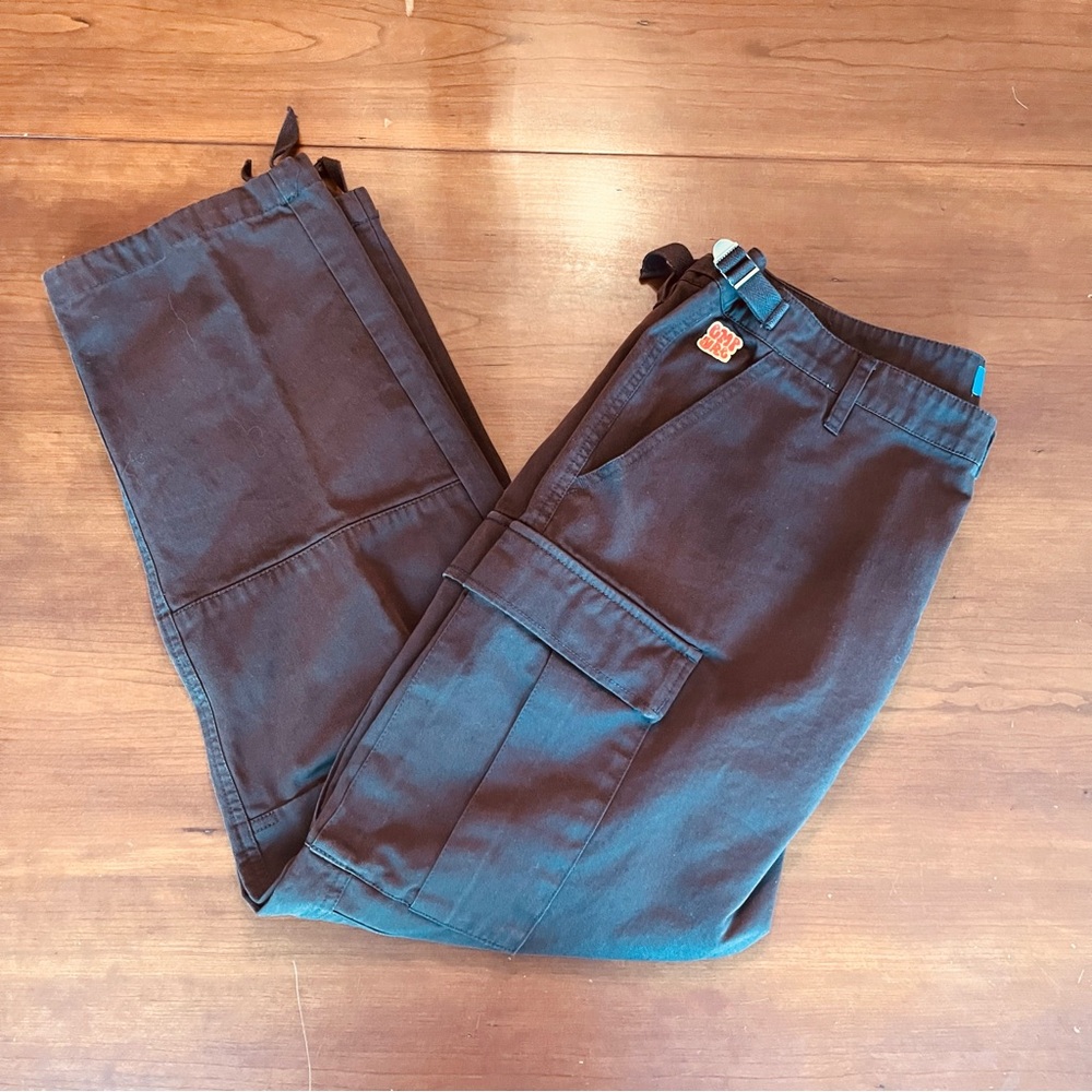 Empyre Cargo Pants Brown Relaxed Wide Leg Baggy Skater SZ 34 Paratrooper Utility - Picture 2 of 13